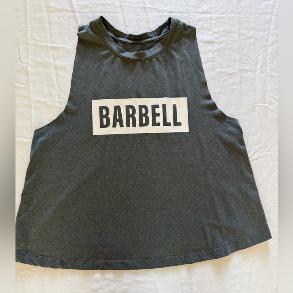 Barbell Black Crop Muscle Tank Top